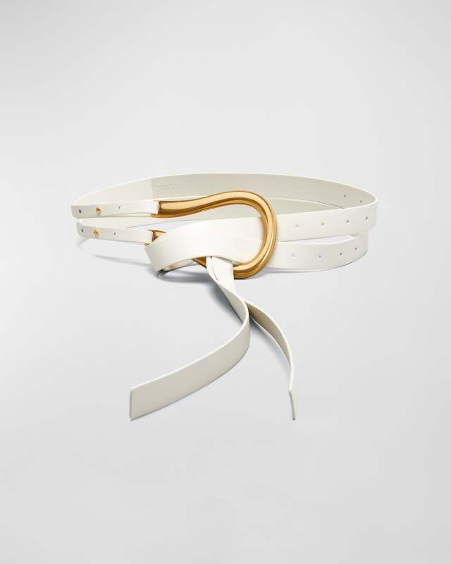 Double Strap Leather Belt with Horseshoe Buckle